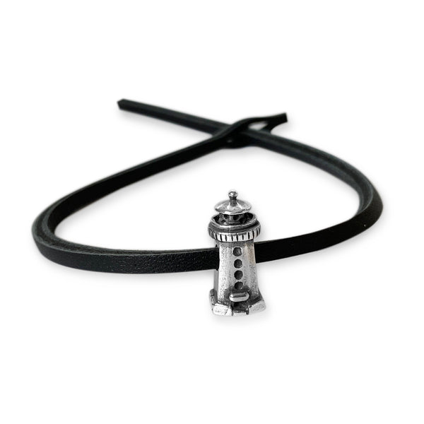 Lighthouse Single Leather Bracelet Black