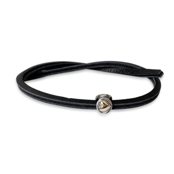 Joy, Peace & Love Single Leather Bracelet Black