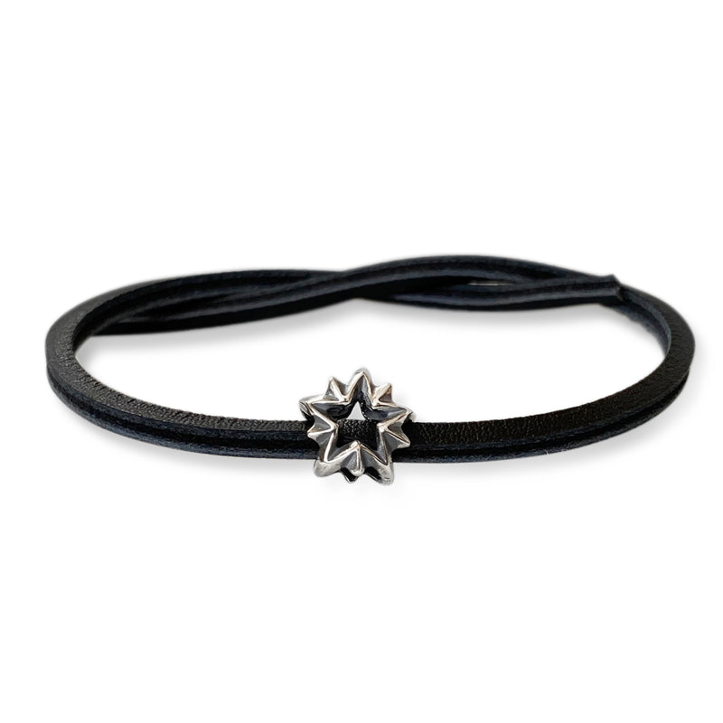 Guiding Star Single Leather Bracelet Black