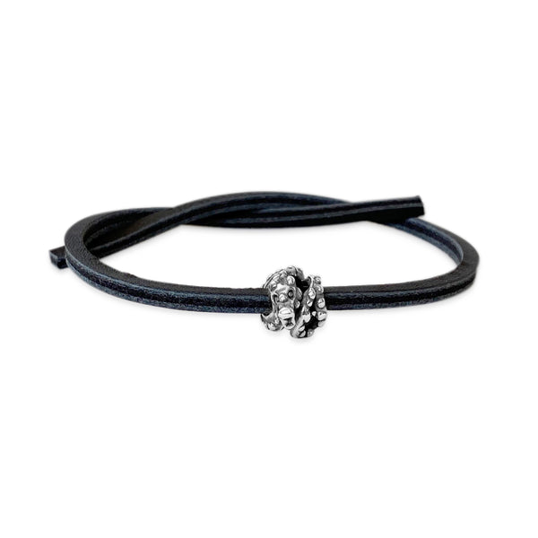Shanghai Dragon Single Leather Bracelet Black
