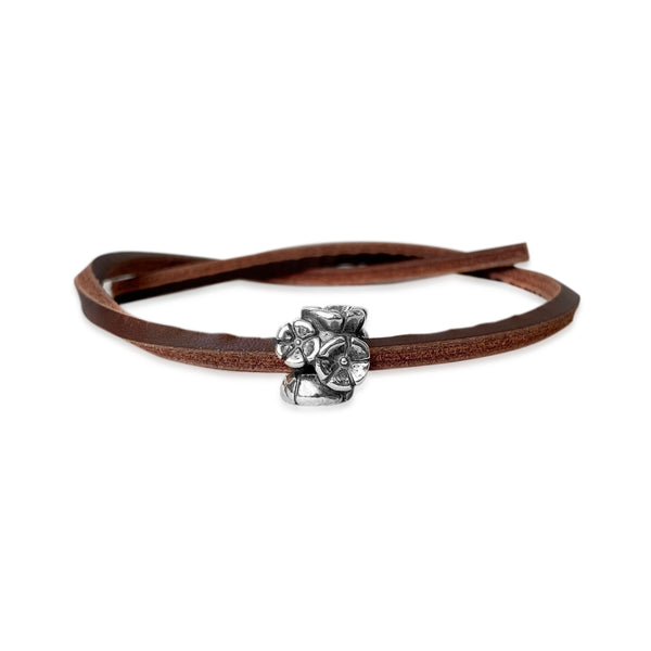 Forget-me-not Single Leather Bracelet Brown