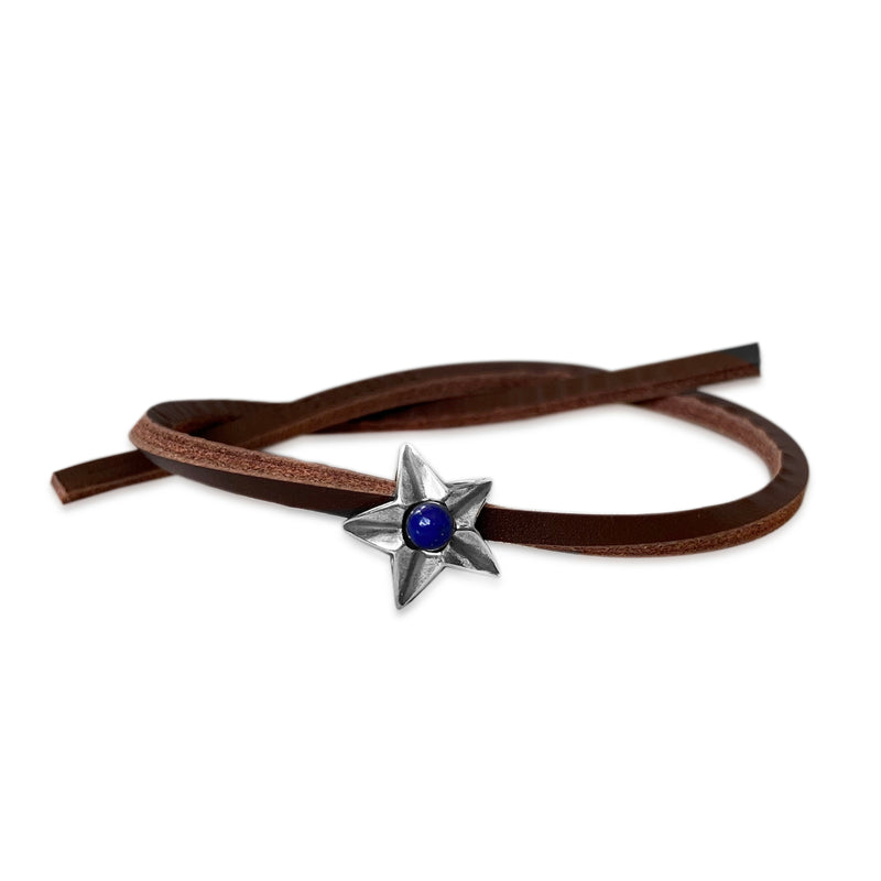 Sagittarius Star Single Leather Bracelet Brown