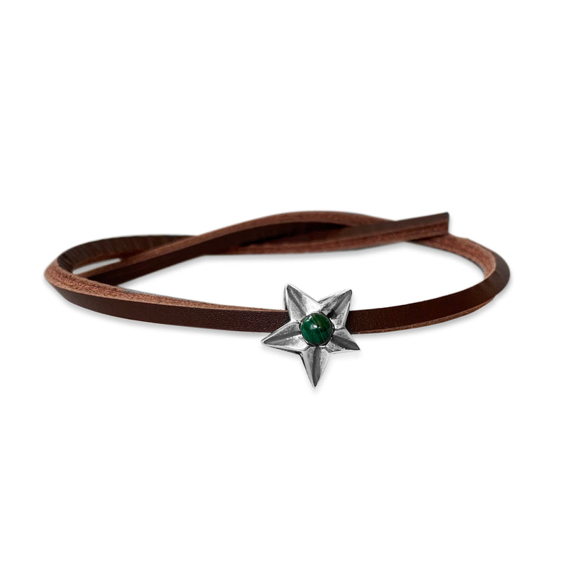 Virgo Star Single Leather Bracelet Brown