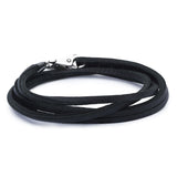 Leather Bracelet Black with Sterling Silver Plain Lock - 45 