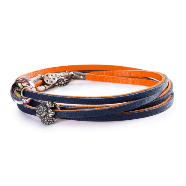 Leather Bracelet Orange/Navy - Bracelet