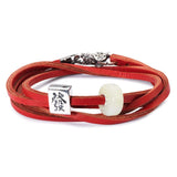 Leather Bracelet Red/Silver - Bracelet