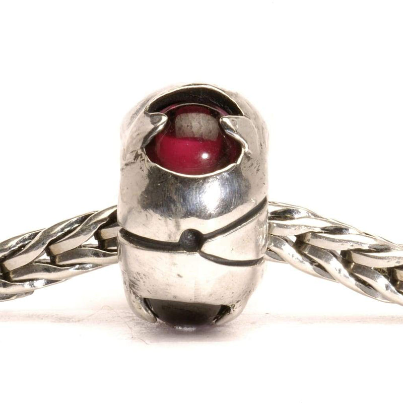 Silver Bead with Garnets - Bead/Link