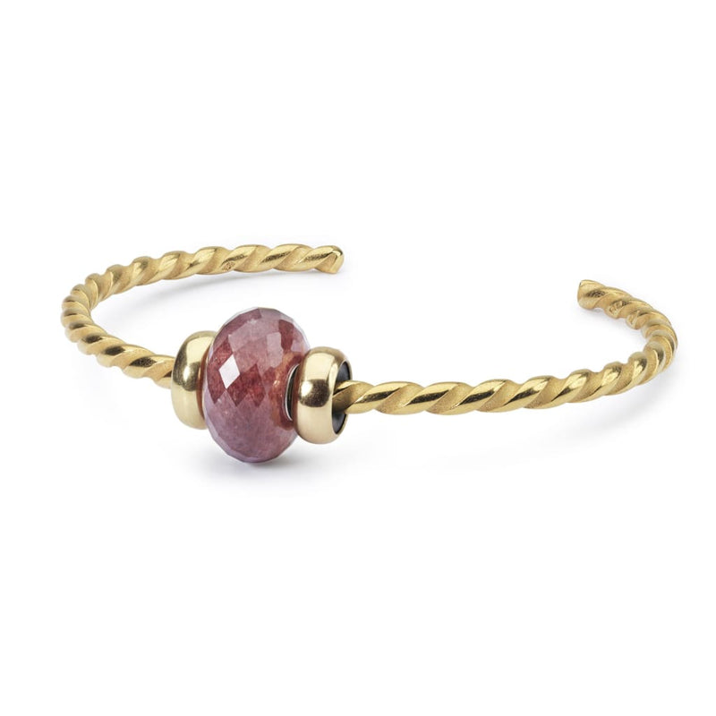 Twisted Gold Bangle with Strawberry Quartz - BOM Bangle