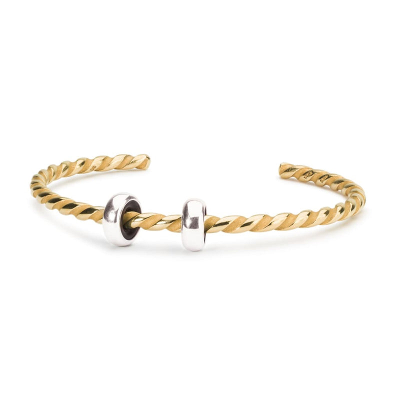 Twisted Gold Plated Bangle with 2 x Silver Spacers - BOM 