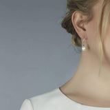 White Pearl Oval Drops - Earring