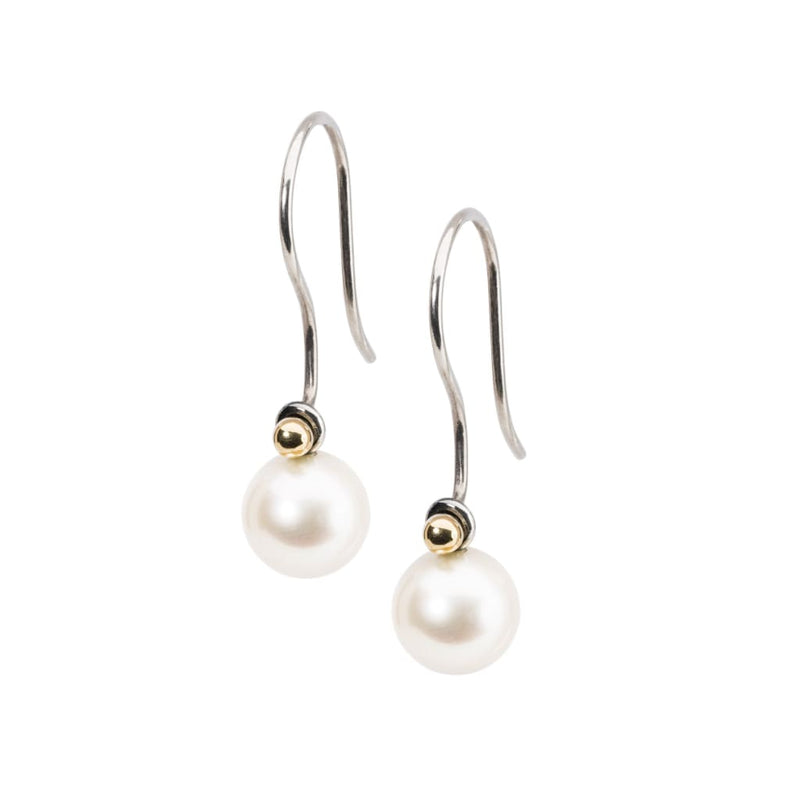 White Pearl Round Drops - Earring